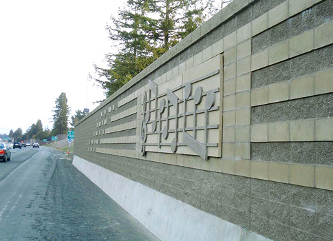 Photo of the musical notes walls designed by Haygood & Associates for the City of Cotati, known as a city of music festivals. City of Cotati, CA